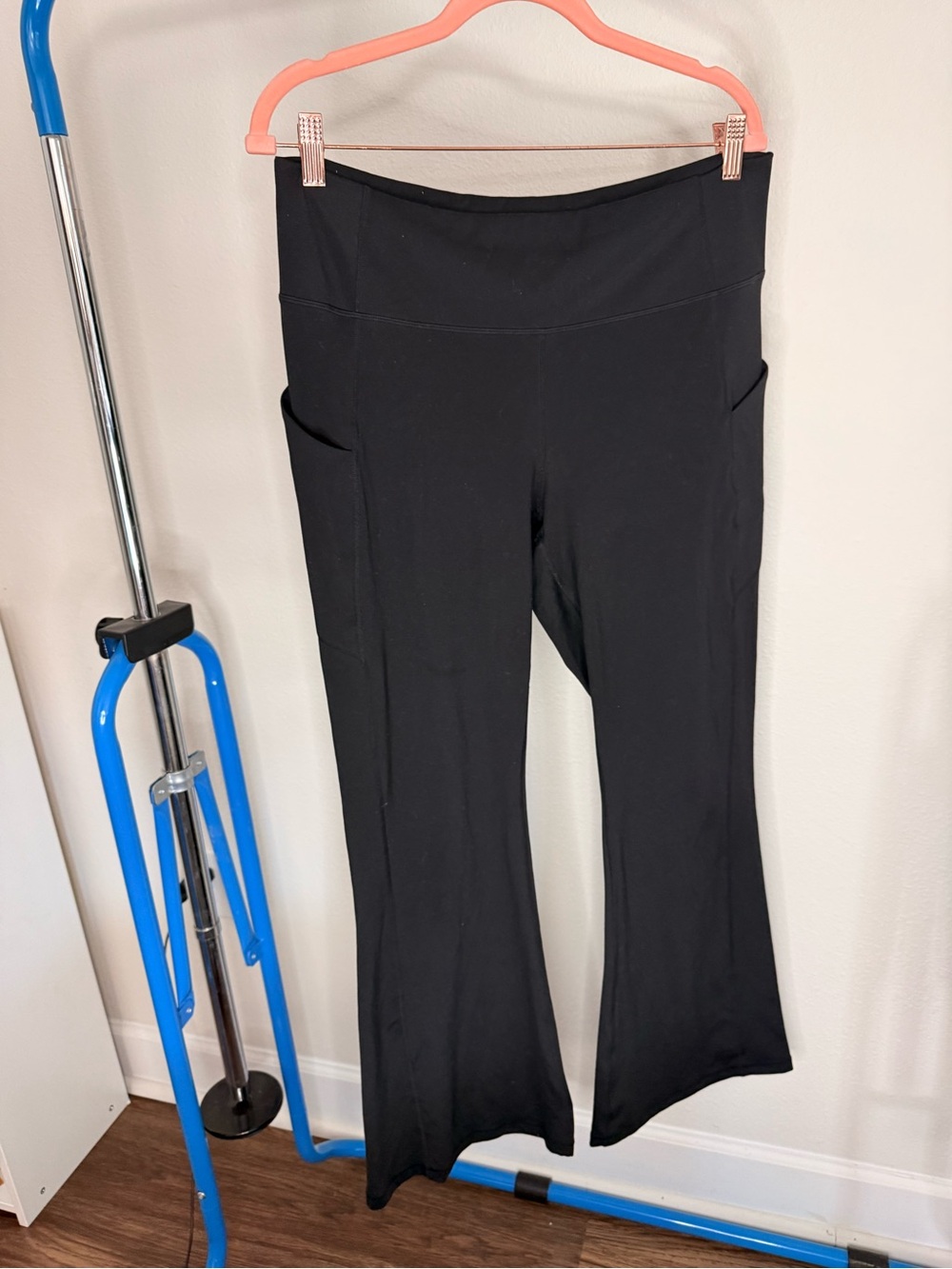 Fabletics PureLuxe Black Flared Leggings with Side Pockets